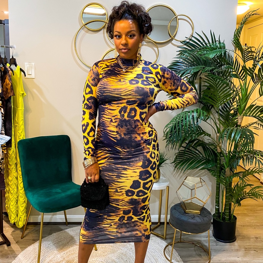 Cheetah print midi dress